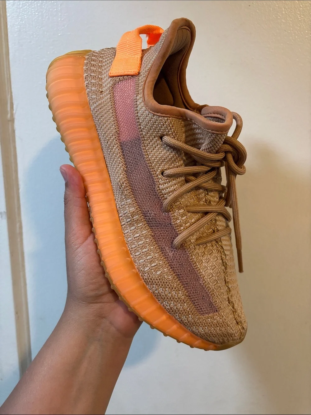 adidas Men's Knit Sneaker in Tan and Orange